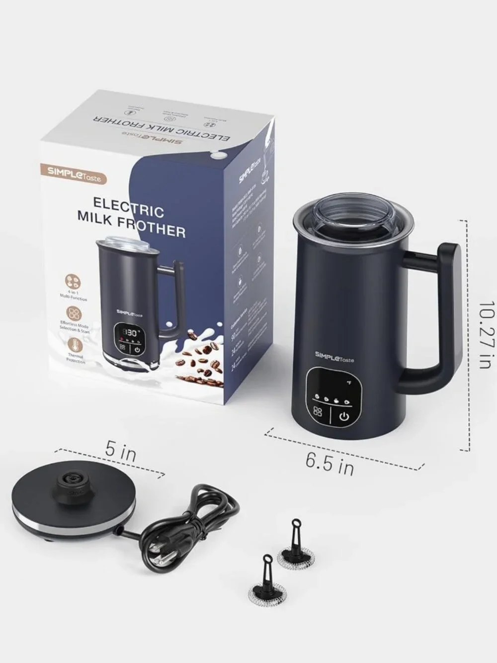 4-in-1 Electric Milk Frother & Steamer - LED Touch Screen, Warm & Cold Foam
